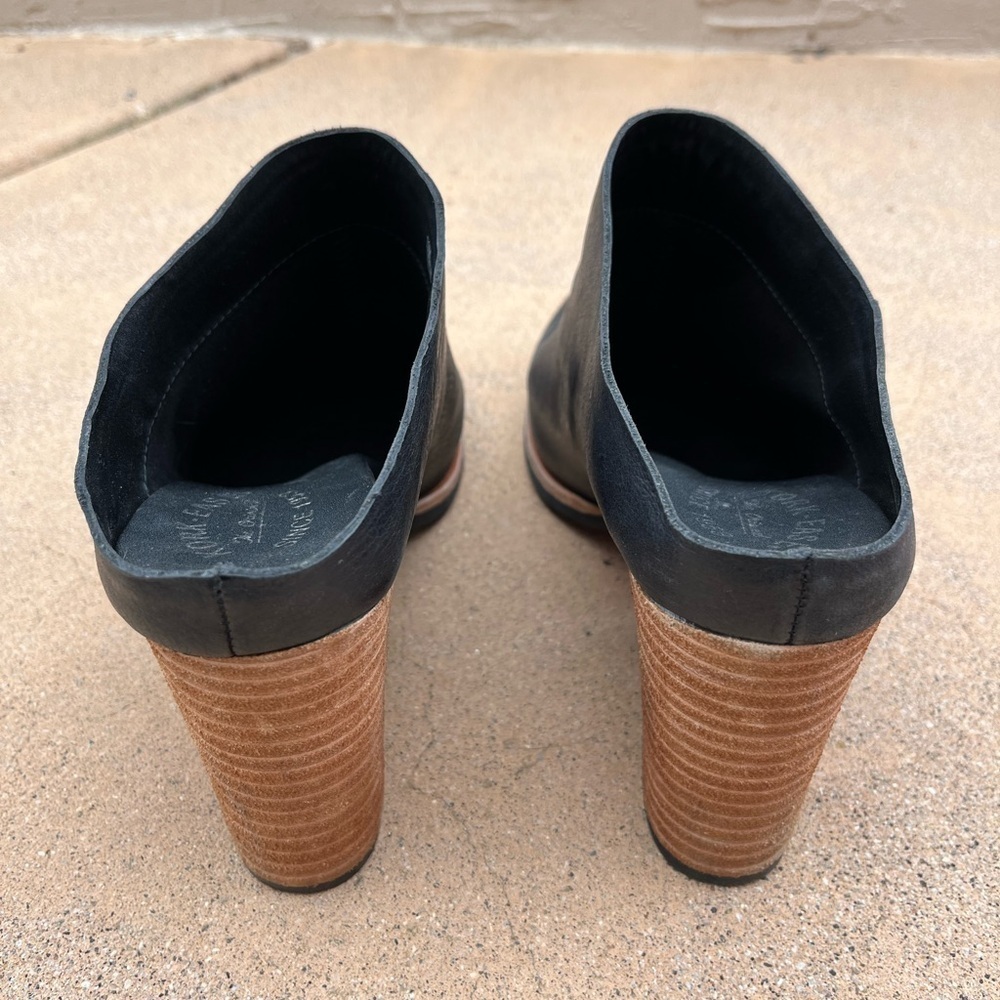 Kork Ease Challis Clog Mule Black Leather Slip On Bootie Block Heel Size 11 - Picture 5 of 11
